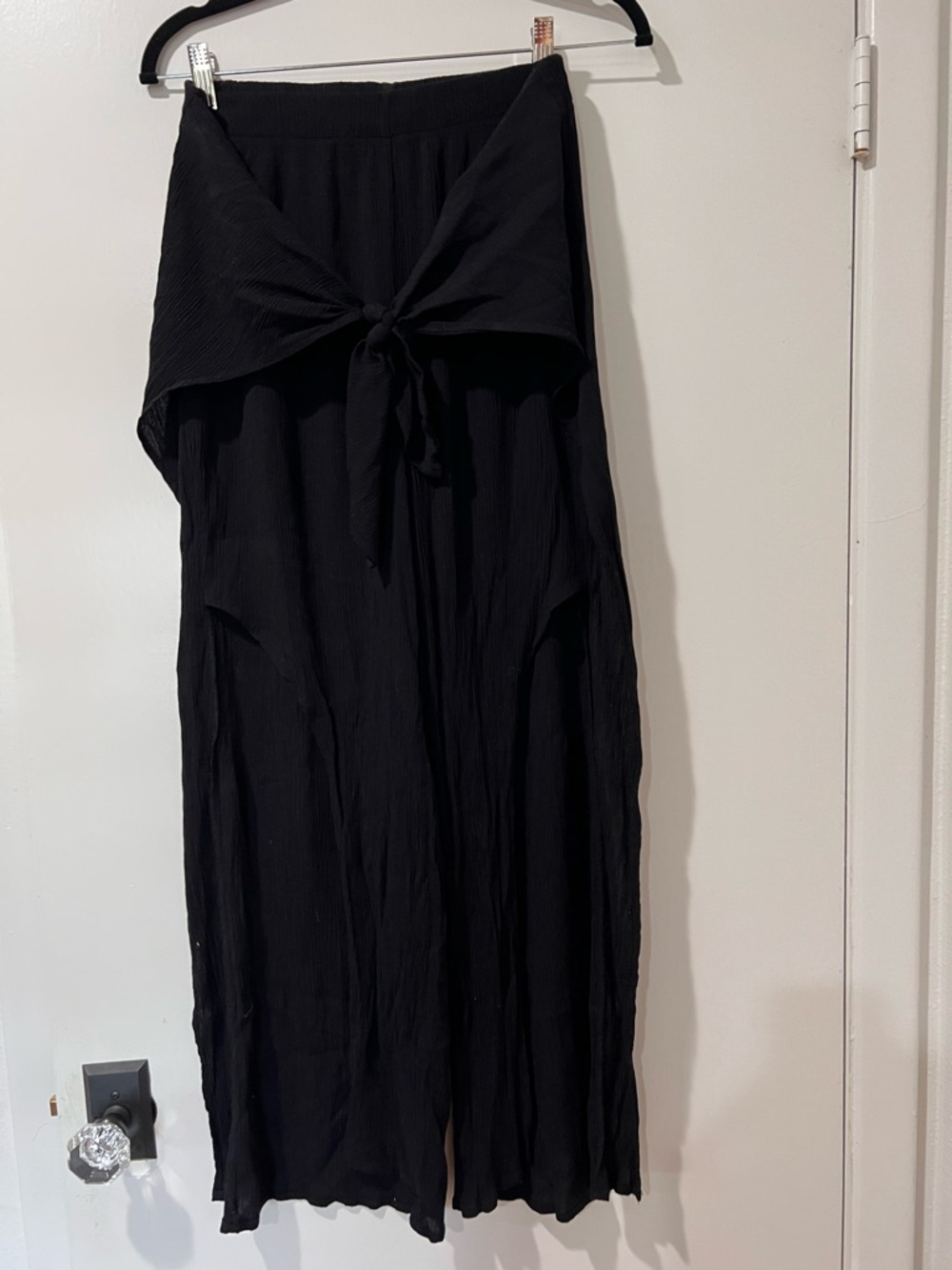 Black Tie-Front Maxi Skirt